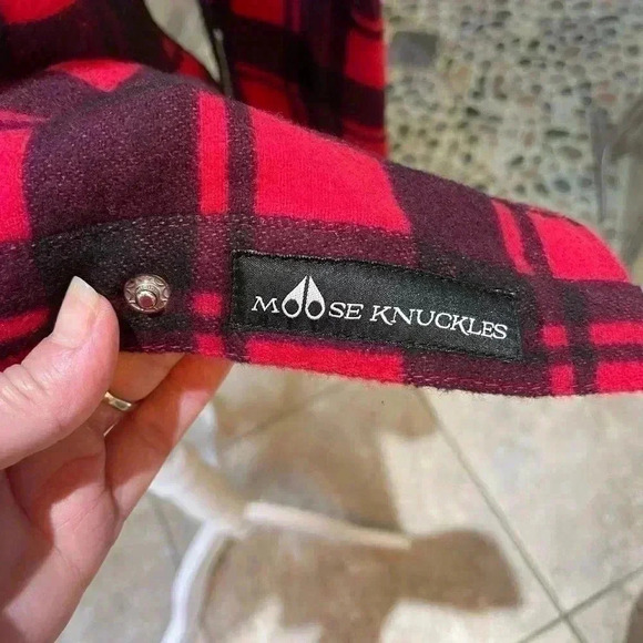 Moose Knuckles Rocker Jenny Flannel Shirt Red Plaid Shacket Size M - Picture 4 of 11